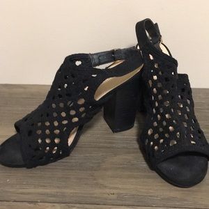 Black Suede Cutout Sandals